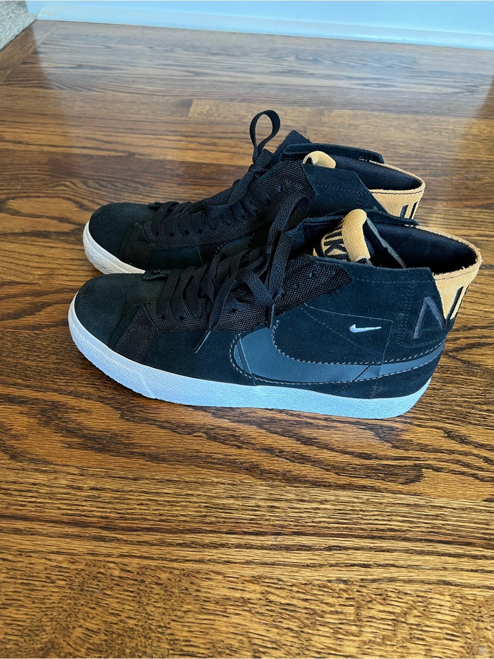 Nike Black and Cream Mid-Top Sneakers